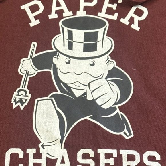 Mr Moneybags PAPER CHASER Sweater Hoodie CROOKS & CASTLES x MONOPOLY Burgundy SM - Picture 2 of 5